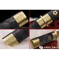鱼皮短刀-（小乌丸短唐刀）花纹钢烧刃