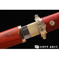经典简装红木短唐刀-亮铜版