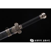 羽毛钢珍珠鱼皮款黑金古刀 大师作品