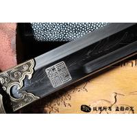 羽毛钢珍珠鱼皮款黑金古刀 大师作品