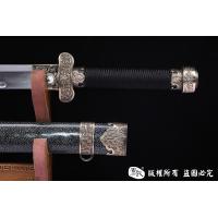 羽毛钢珍珠鱼皮款黑金古刀 大师作品