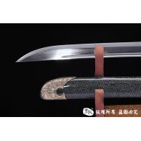 羽毛钢珍珠鱼皮款黑金古刀 大师作品