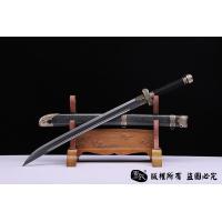 羽毛钢珍珠鱼皮款黑金古刀 大师作品
