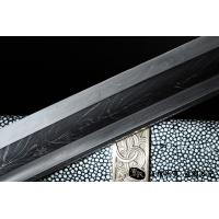 羽毛钢珍珠鱼皮款黑金古刀 大师作品