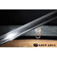 羽毛钢珍珠鱼皮款黑金古刀 大师作品