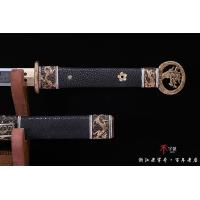 精品镀金银环首唐剑-羽毛纹