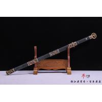 精品镀金银环首唐剑-羽毛纹