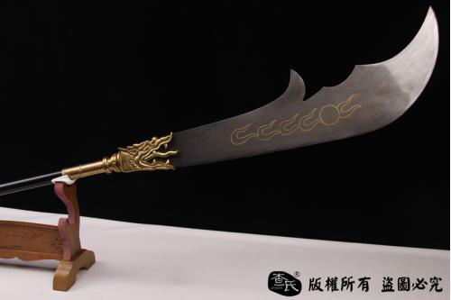 青龙偃月刀-关云长用刀-手雕装具，百炼钢刀身