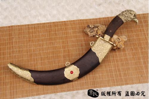 罕见正宗原味黄铜蒙古刀