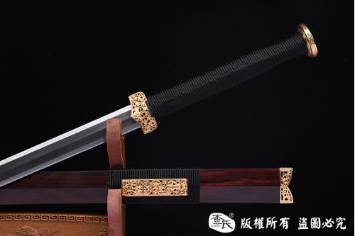 手工毛铁镀金大汉之剑