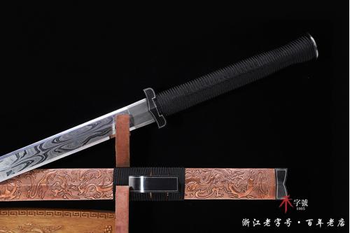 传世水墨陨铁剑 -铁装，紫铜手工雕刻鞘