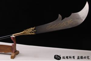 青龙偃月刀-关云长用刀-手雕装具，百炼钢刀身