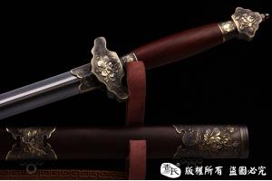 精品铜装百炼钢太极剑-牡丹图
