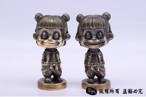 纯铜实心哪吒 腼腆笑